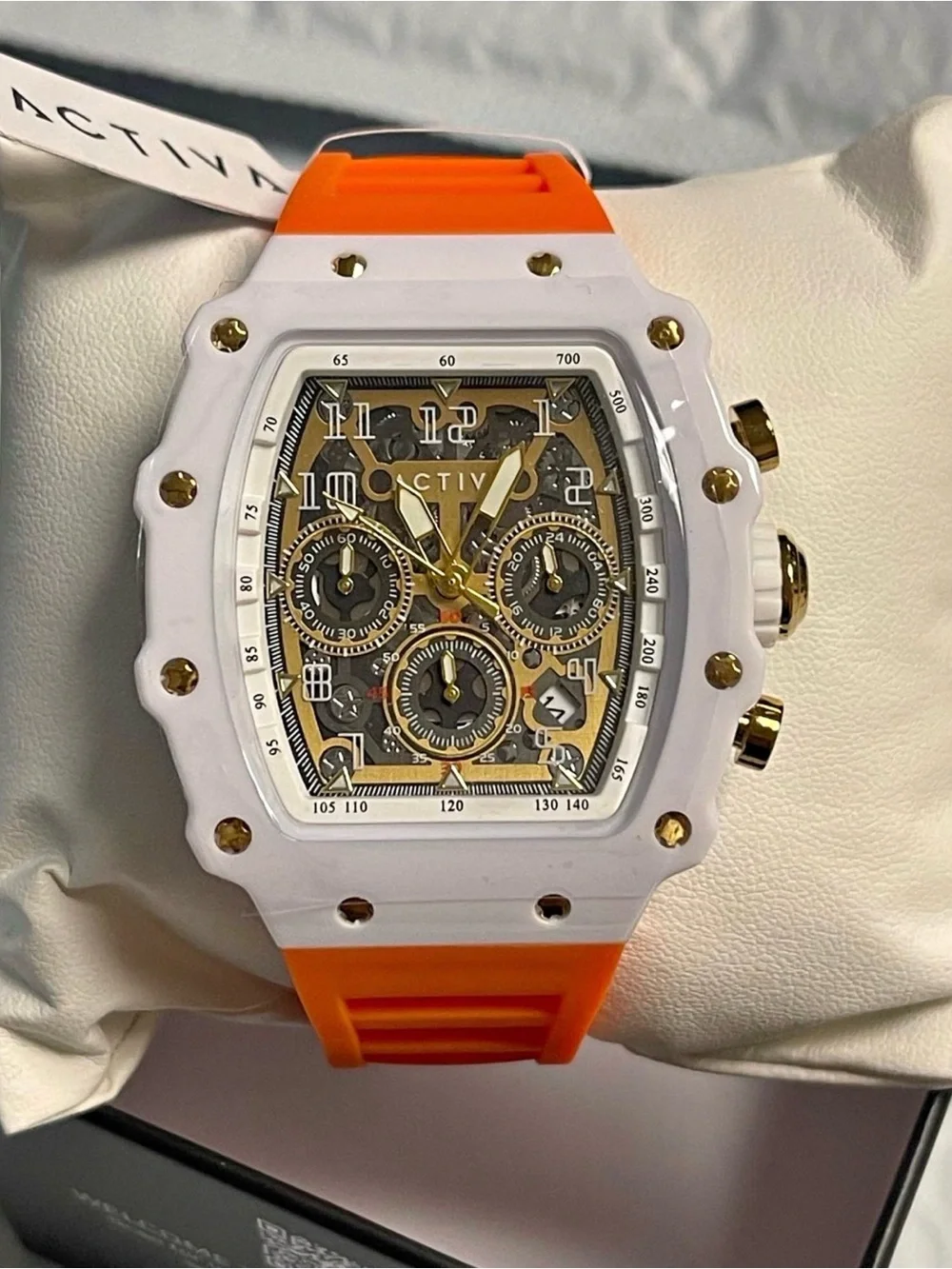 Activa Fury X Invicta Men's Watch w/ Skeleton Dial - 44.3mm, Orange & white New